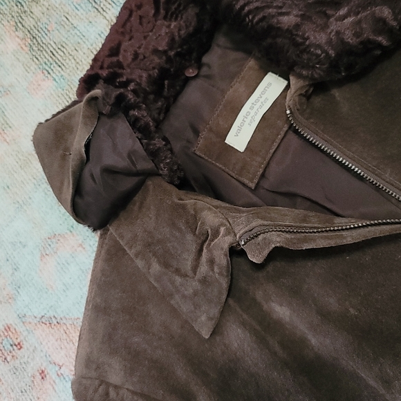 Brown suede leather coat - Picture 3 of 5